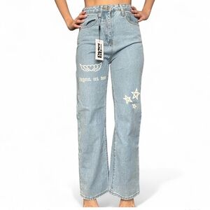 Princess Polly Denim Flare Jeans with Star Accents